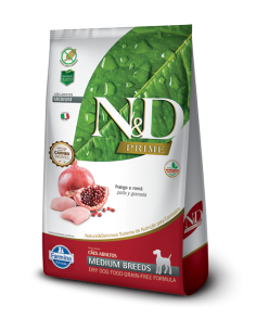 N&D PRIME (POLLO/GRANADA) PERRO ADULTO RZ.MEDIANA X 2.5KG